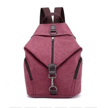 Imagem de Mochilas de lona anti-roubo mochila de ombro claret - HUOGUO