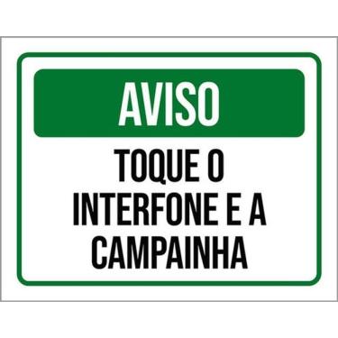 Imagem de Kit 3 Placas Aviso Toque Interfone Campainha Verde