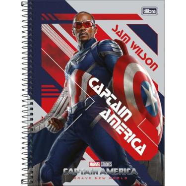 Imagem de Tilibra - Caderno Espiral Capa Dura Universitário 10 Matérias Capitão América 160 Folhas - Fundo Cinza - Sam Wilson