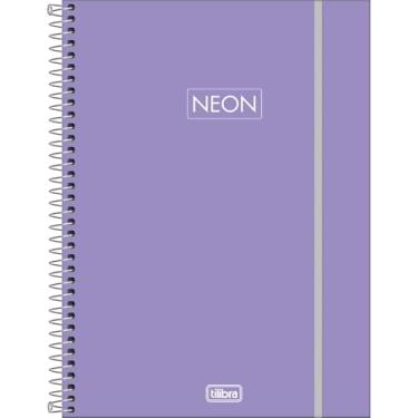 Imagem de Tilibra - Caderno Espiral Capa Plástica Universitário 10 Matérias Neon Fit Feminino 160 Folhas - Capa Roxa