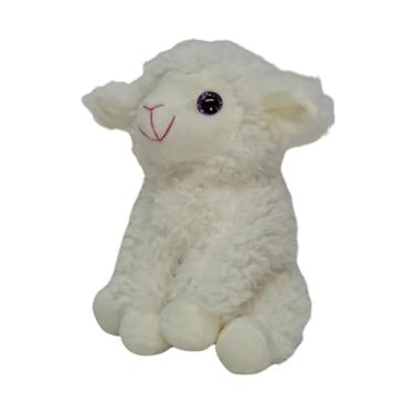 Imagem de Pelúcia Ovelha Decorativa, Branca, Poliéster, 27x24x19cm, Brinquedo Macio para Todas as Idades