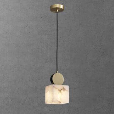 Imagem de Luminária pendente de mármore, luminária nórdica de cobre, luminária suspensa de teto em alabastro natural, lustre pequeno G9, luminária pendente para restaurante, bar, cozinha, ilha, quarto