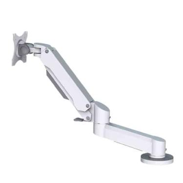 Imagem de hezhuhe2258 Suporte de monitor branco para monitor de mesa giratório ajustável com 2 braços para monitor de tela de 15 a 32 polegadas, suporte de mesa