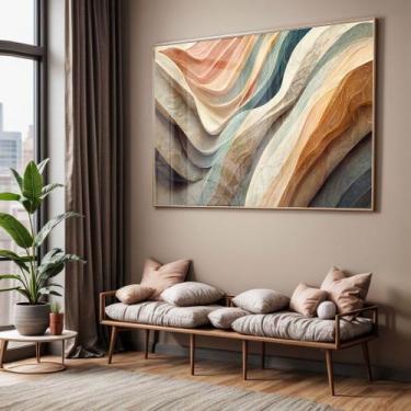 Imagem de Quadro com Moldura e Acrilico Cristal Vidro Sala Quarto Abstrato Moder