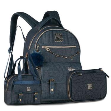 Imagem de Mochila Rebecca Bonbon Jeans Kit com Lancheira e Estojo Box - Clio Sty