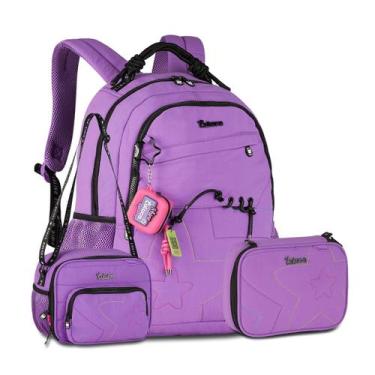 Imagem de Kit Luluca Mochila com Lancheira e Estojo Cores Modernas - Clio Style,