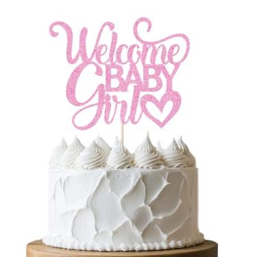 Imagem de BIABISD Welcome Baby Girl Cake Topper, Baby Shower Cake Decorations, Baby Girl Cake Topper, Oh Baby/New Born Gender Reveal Kids Girls Birthday Party Supplies