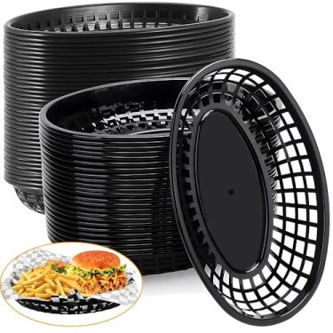 Imagem de Tabua de Frios Petisqueira, Cesta de Pao, 30Pcs Cesta para Paes Reutilizável, Cesto Pao Conveniente e Fácil de Limpar, BBandejas de Comida para Cachorros Quentes