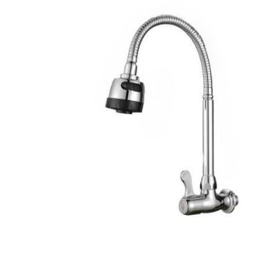 Imagem de Torneira de Cozinha Parede Preta Flexível - Torneira Cone com Spray Duplo e 1/4 Volta | Mangueira de Metal com Revestimento de Silicone(prata/parede/Rotação de 360°)