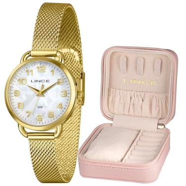 Imagem de RELOGIO LINCE FEMININO DOURADO ANALOGICO LRGH280L32 B2KX KIT PORTA JOIAS