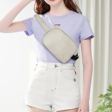 Imagem de Bolsa de cintura impermeável para homens e mulheres, bolsa transversal moderna com alças ajustáveis, pochete de viagem, caminhadas, ciclismo, viagens, Branco, 7.6 * 5.9 * 0.3 inches, Mochilas de