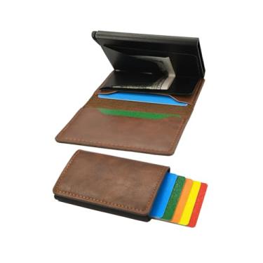 Imagem de Carteira fina para homens/mulheres, proteção RFID, carteira masculina minimalista, porta-cartão de crédito, carteira masculina elegante para segurança e conveniência, bolso frontal traseiro, suporta 8