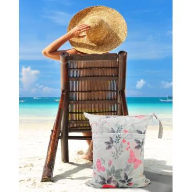 Imagem de Sacos secos e úmidos, à prova d'água, bolsa de armazenamento com dois bolsos, viagem, praia, piscina, carrinho de bebê, ioga, academia, lavável, reutilizável para roupas de banho ou roupas molhadas 36