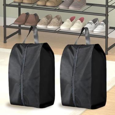 Imagem de Bolsa de sapato à prova d'água para viagem – Bolsa de sapato cinza à prova d'água com alça | Armazenamento portátil de sapatos de viagem para academia, esportes e mala de viagem, Preto, XL, Esportes