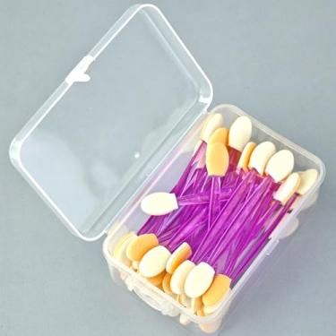 Imagem de 30 aplicadores de esponja de sombra, pincéis de maquiagem, pincel descartável, dupla face, aplicadores de maquiagem para os olhos (Roxo)