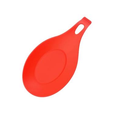 Imagem de 2 unidades de descanso de colher de silicone, suporte de utensílio resistente ao calor para fogão, utensílio de cozinha multifuncional para espátula, concha, escova (vermelho)
