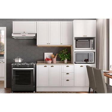 Imagem de Cozinha Modulada Carraro Bella 4 Peças (2armários+1balcão+1paneleiro) C4p57 Branco-carraro