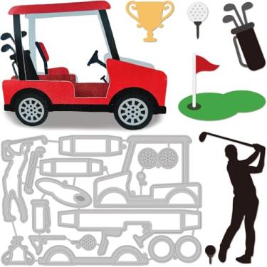 Imagem de 1 estêncil de matriz de corte de aço carbono, cor de aço inoxidável, tema esportivo, padrão de golfe, molde de corte para álbum de fotos faça você mesmo, cartão de papel decorativo em relevo, 15,7 x