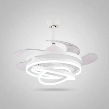 Imagem de Ventilador de Teto LED Retrátil 001W Branco — Estilo e Conforto
