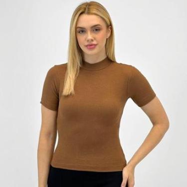 Imagem de Blusa Hering Manga Curta Gola Alta Canelada Feminina-Feminino