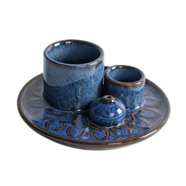 Imagem de XLWLLNJ Porta-velas de Cerâmica, Queimador de Incenso, Ideal para Lareira, Azul escuro