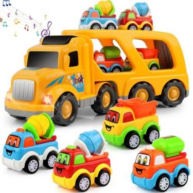 Imagem de Toy Car Nicmore Dinosaur Truck com 4 Dinosaur Pull Back Cars