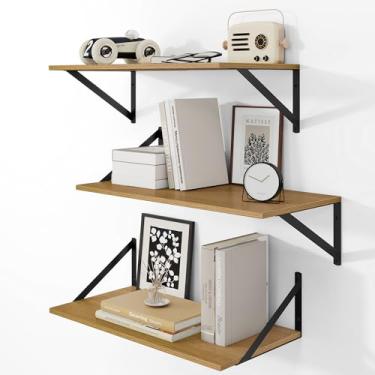 Imagem de Heimlove Prateleiras de parede de 61 cm L x 30 cm P para livros, 30 cm de profundidade, conjunto de 30 cm, estante flutuante larga com suporte de metal para sala de estar, cozinha, escritório, quarto