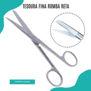 Imagem de Tesoura Romba Fina Reta Aço Inox - LOVE SAUDE