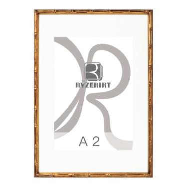 Imagem de RYZERIRT Moldura A2 de madeira, exiba imagens A3 com tapete ou A2 sem tapete, molduras de pôster de bambu marrom, moldura para pendurar na parede 01