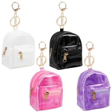 Imagem de AIBFRID 4 porta-chaves, linda bolsa de cosméticos para mulheres, bolsa de maquiagem de couro PU, bolso para chave, bolsa de batom, porta-cartões, organizador de cabos de dados, bolsa com zíper