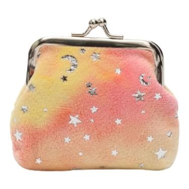 Imagem de Generic 1 bolsa carteira de flanela folha dourada bolsa de pressão tecido de lã amarela 9 x 7 cm