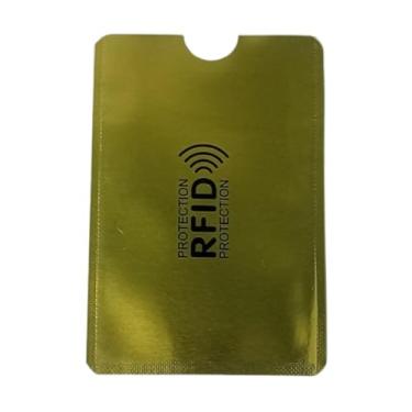 Imagem de Kit Com 6 ou 10 Unidades Capa Bloqueio RFID Protetor de Cartao Por Aproximação Escolha Sua Cor Material Metalico Contactless Anti Furto Bloqueador de Sinal NFC Proteção Contra Clonagem (10, Dourado)