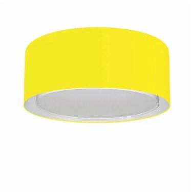 Imagem de Plafon Cilíndrico Duplo Vivare Md-3036 Cúpula Em Tecido 50x25cm - Bivolt Amarelo 127/220v
