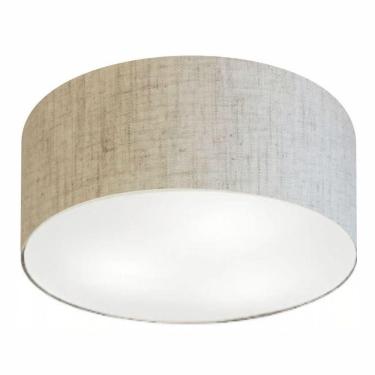 Imagem de Plafon Cilíndrico Vivare Md-3055 Cúpula Em Tecido 80x21cm - Bivolt Rustico-bege 127/220v