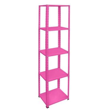 Imagem de Estante Armário Aço Multi Uso 5 Prateleiras Rosa - Aço Mix