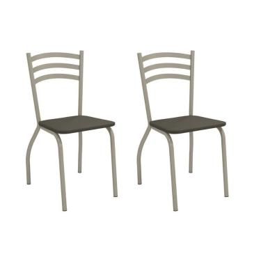 Imagem de Cadeira De Cozinha Portugal 2c007nk Aço Kit 2 Un Niquel-suede Escuro - Kappesberg