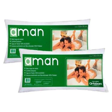 Imagem de Travesseiro Fibras Siliconadas Aman Corpo Inteiro Kit C/ 2 Un 50x130 - Ortobom