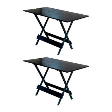 Imagem de Kit 2 Mesas Dobravel De Madeira 120 X 70 - Preto - Preto