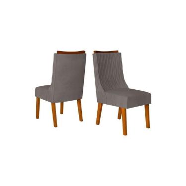 Imagem de Cadeira Sala de Jantar Kit Freijó Veludo Lunar