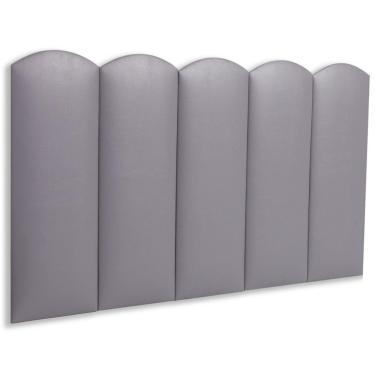 Imagem de Cabeceira Solteiro Kit 5 Placas Modelo Nuvem - Courino Cinza