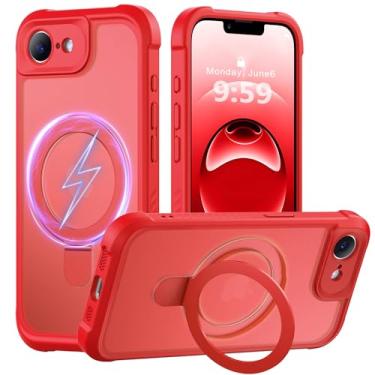 Imagem de MOCCA Capa projetada para iPhone 16e com suporte magnético invisível [proteção total da câmera] [compatível com Magsafe] Capa para celular à prova de choque translúcida fosca à prova de choque 6,1