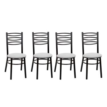 Imagem de Kit 4 Cadeiras Cp33 Pintadas Pretas Treparoni Preto Com Branco