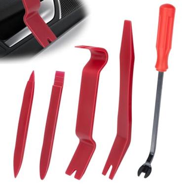 Imagem de Kit de ferramentas de remoção de acabamento automático de 5 peças, kit de ferramentas de grampo de carro plástico sem arranhões, kit de ferramentas de alicate de rebite de painel de porta de carro