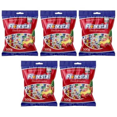 Imagem de Kit 5 Pacotes Bala Mastigável De Frutas Sortidas C/100un 500g Cada - Florestal