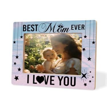 Imagem de XHWLYN Molduras de madeira para mãe, Best Mom Ever I Love You, presente para decoração de Dia das Mães, aniversário, Ação de Graças e Natal, da filha, filho, moldura de lembrança de família, 20 x 15