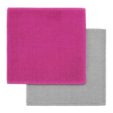 Imagem de Pano de Microfibra para Limpeza, Rosa e Cinza, Conjunto com 2 Unidades, Tecido Macio e Absorvente, Multiuso para Casa