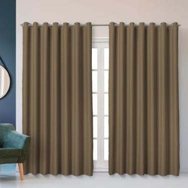 Imagem de Cortina Blackout Corta Luz 4,00m x 2,60m Tecido Encorpado Liso Elegante Sala ou Quarto (Avelã)