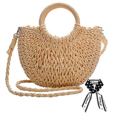 Imagem de Dailyacc Bolsa de ombro de palha para mulheres, bolsa de tecido para o verão, praia, envelope, carteira, canudos, Bolsa marrom