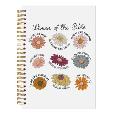 Imagem de LADOCK Caderno espiral cristão feminino da Bíblia, presentes cristãos para mulheres, diário bíblico de oração boho margarida para mulheres, presentes baseados na fé, 13 x 21 cm