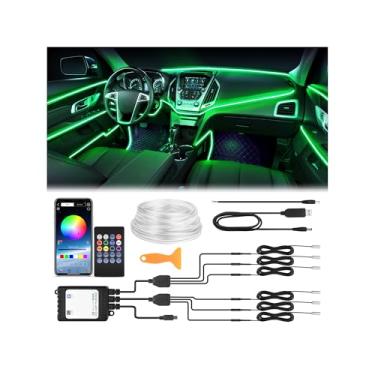Imagem de SS VISION Fita de LED para carro interior de 800 cm, tubo de fibra óptica alimentado por USB, RGB 6 em 1, neon para carro com aplicativo sem fio e controle remoto, kits de iluminação ambiente de 16